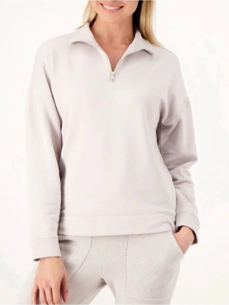 Barefoot Dreams Malibu Collection Quarter Zip Pullover Cotton Modal Lounge Top